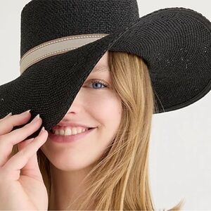 J.Crew Contoured-crown straw boater hat S/M BH866